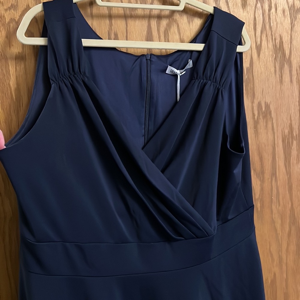 Grace Karin Plus Size Wrap on Top Super Soft Sleeveless Navy Dress | Size 2X